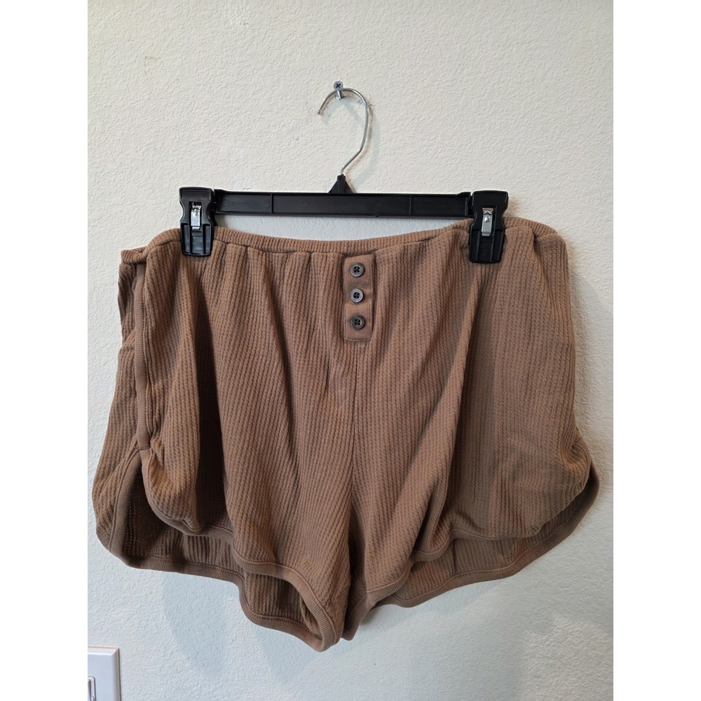 Madewell Waffle Knit Lounge Shorts Sz L Soft Brown 100% Cotton Sexy Tomboy Cutie